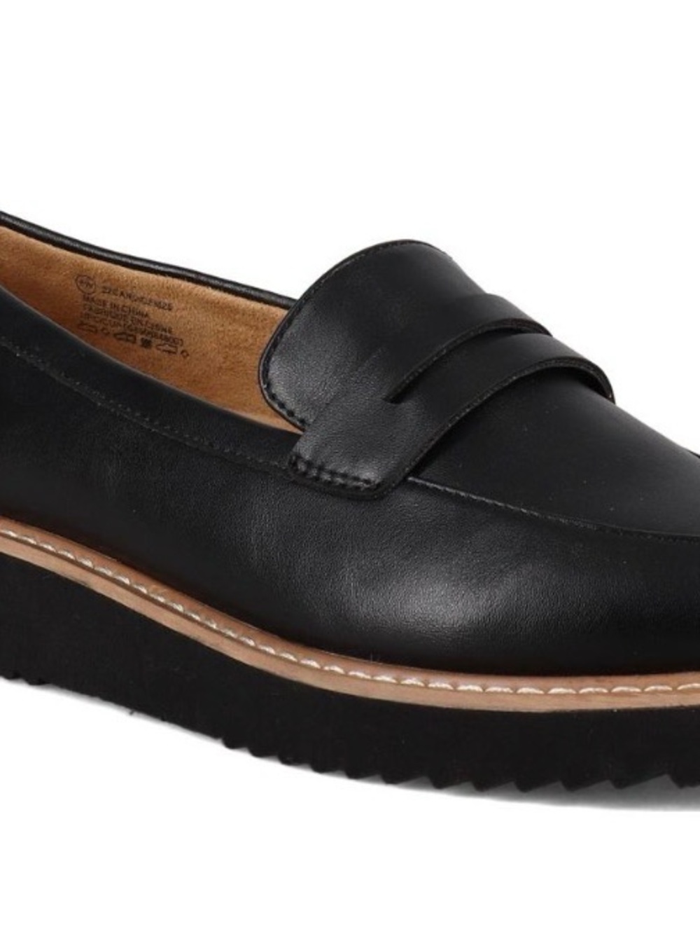 Black Platform Penny Loafers for Women